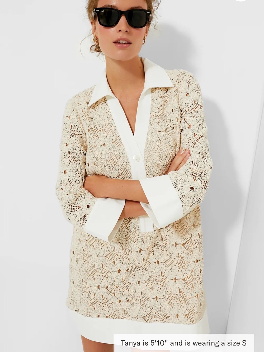 Tuckernuck Collier Cream Crochet dress- Large worn once